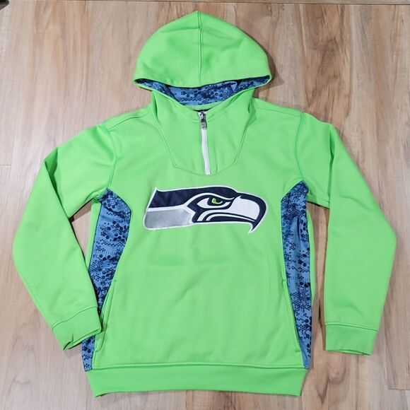 🧚‍♂️NFL Seattle Seahawks Lime Green & Blue Hoodie Medium - Picture 1 of 11